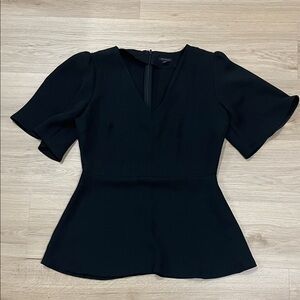 Ann Taylor Elegant Black Peplum Blouse